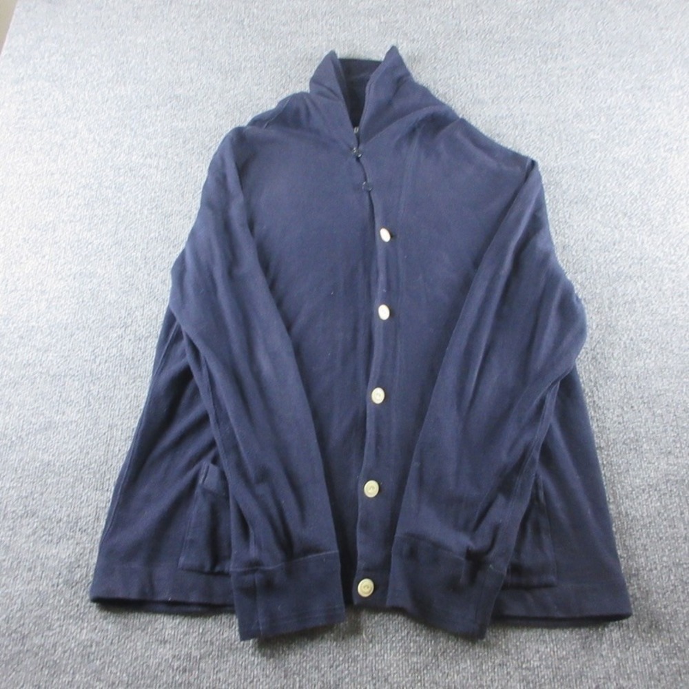 Polo Ralph Lauren‎ Cardigan Mens XL Navy Blue Button Up Shawl Collar Cotton Knit